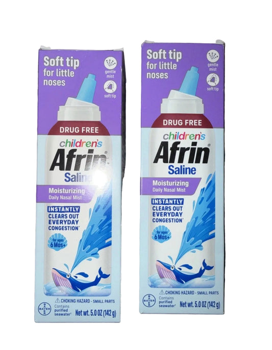2x AFRIN Moisturizing Children’s Saline Mist - Nasal Congestion & Dry Nose 5oz