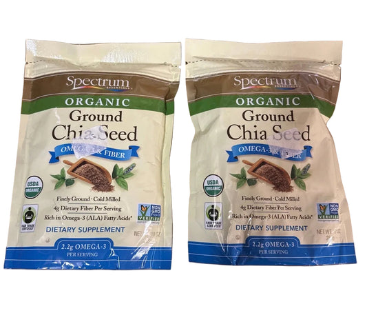 Spectrum Essentials Organic Ground Chia Seed, 10 Oz Lot Of 2 08/2026