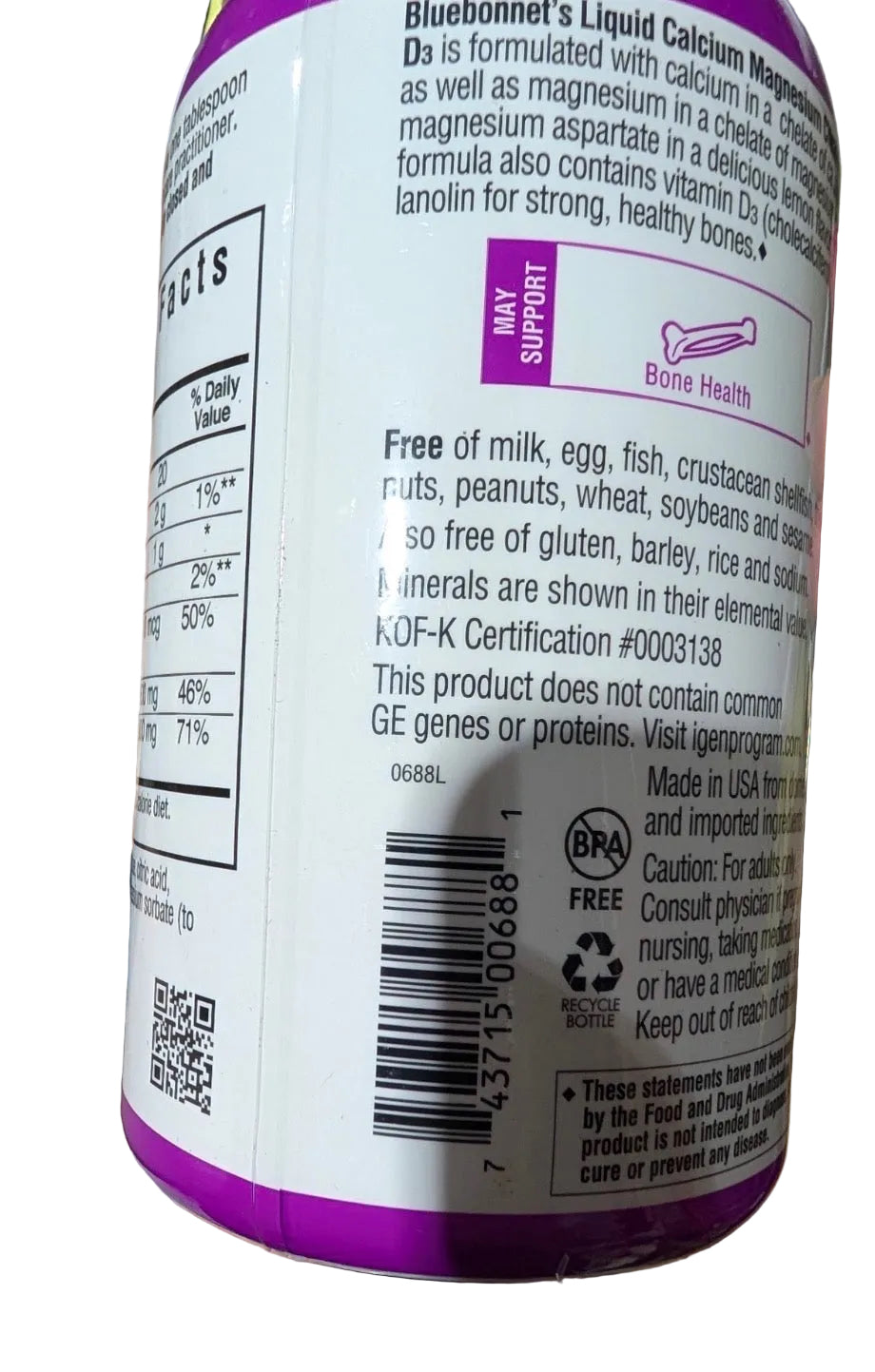 Liquid Calcium, Magnesium Citrate & Vitamin D3, Lemon, 16 fl oz (473 ml)