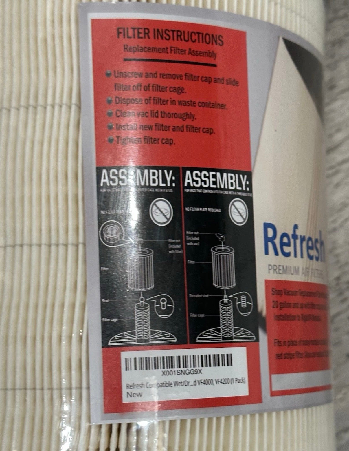 Refresh Shop Vac Vacuum Replacement Filter 5, 8, 9, 12, 16 & 20 Gal *Set of 2*