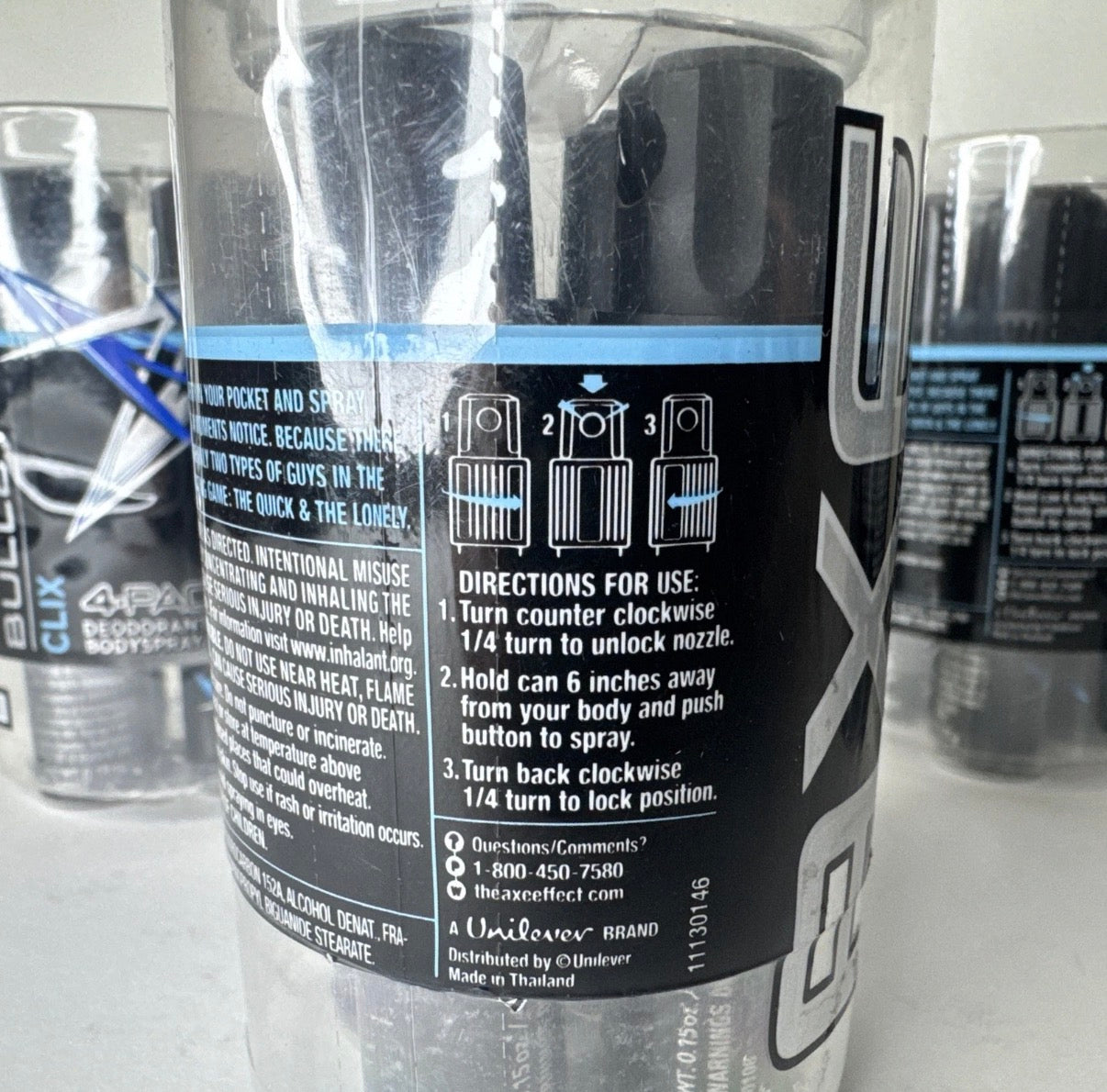 Lot of 4 AXE CLIX Bullet  Deodorant Body Spray  4 Count each Travel Size