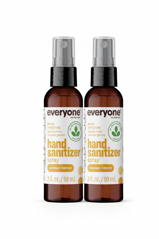 everyone for every body Hand Sanitizer Spray: Coconut and Lemon, Travel Size, 2 Ounce, 2 Count