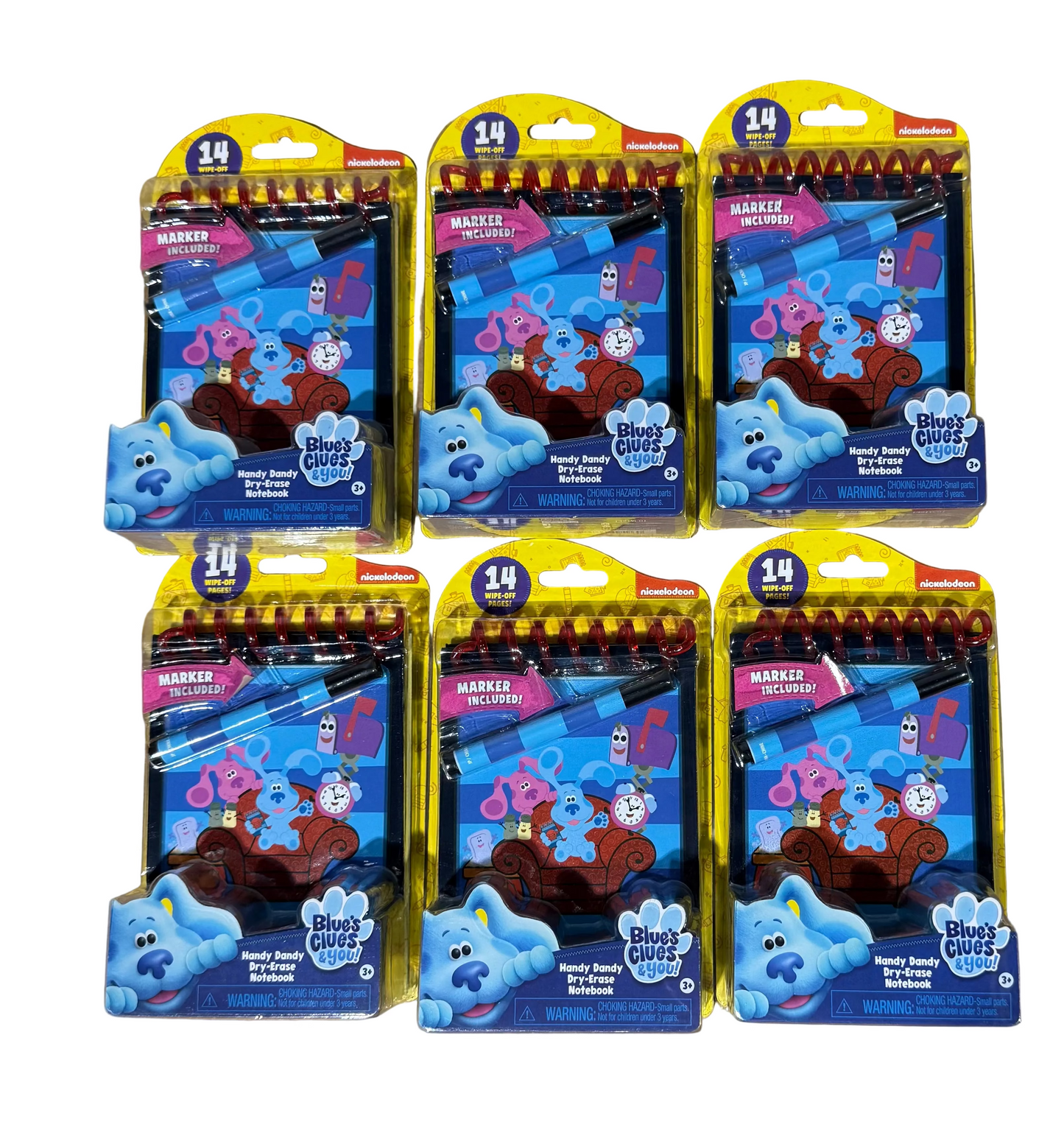 6x Blues Clues Handy Dandy Dry-Erase Notebook ~ 14 Wipe-Off Pages w/ Marker