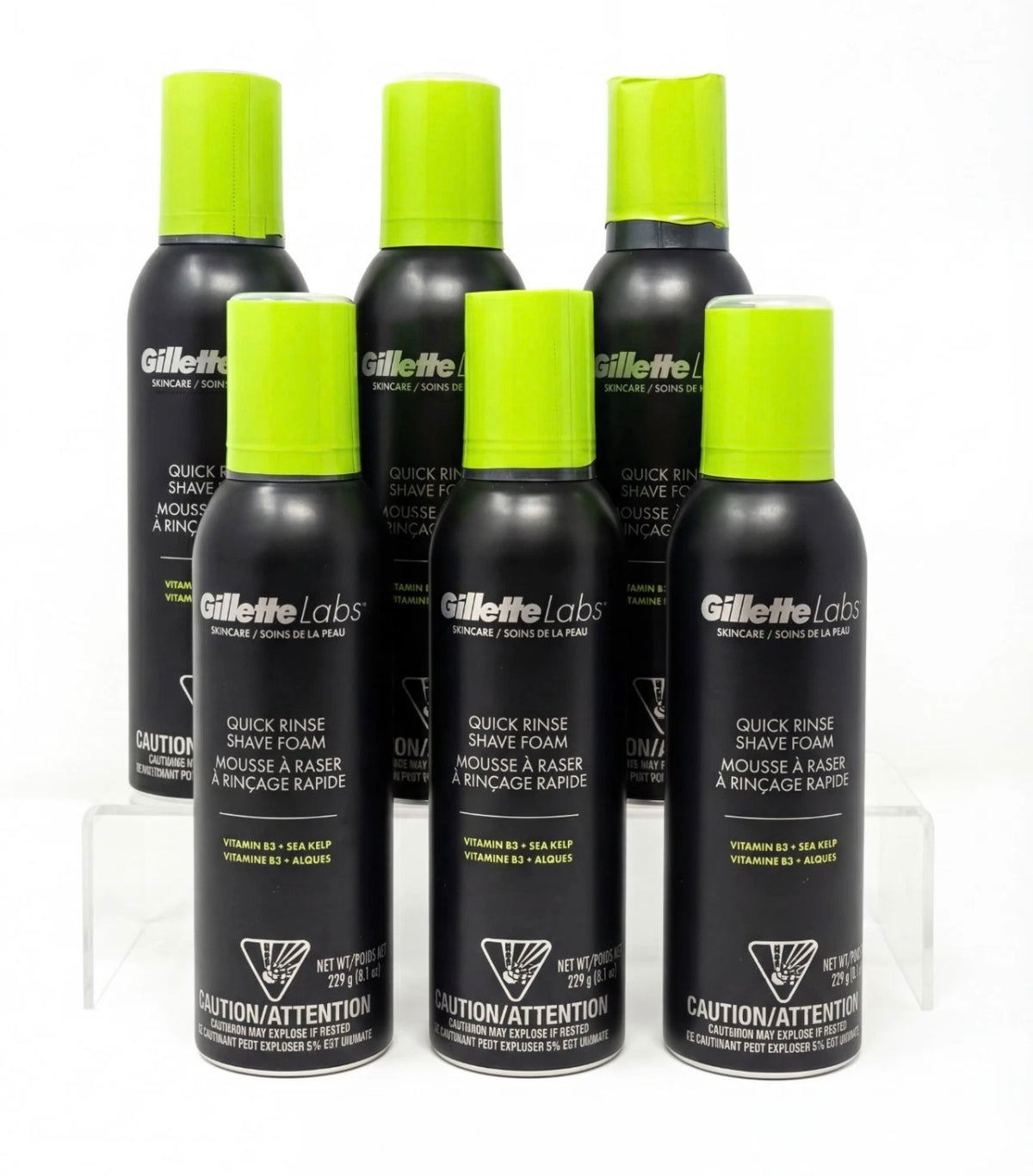 6 Pack Gillette Labs Quick Rinse Shave Foam Men Shaving Cream 8.1 oz