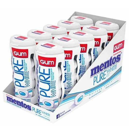 Mentos Pure White Sugar-Free Chewing Gum with Xylitol, Sweet Mint, 15 Piece