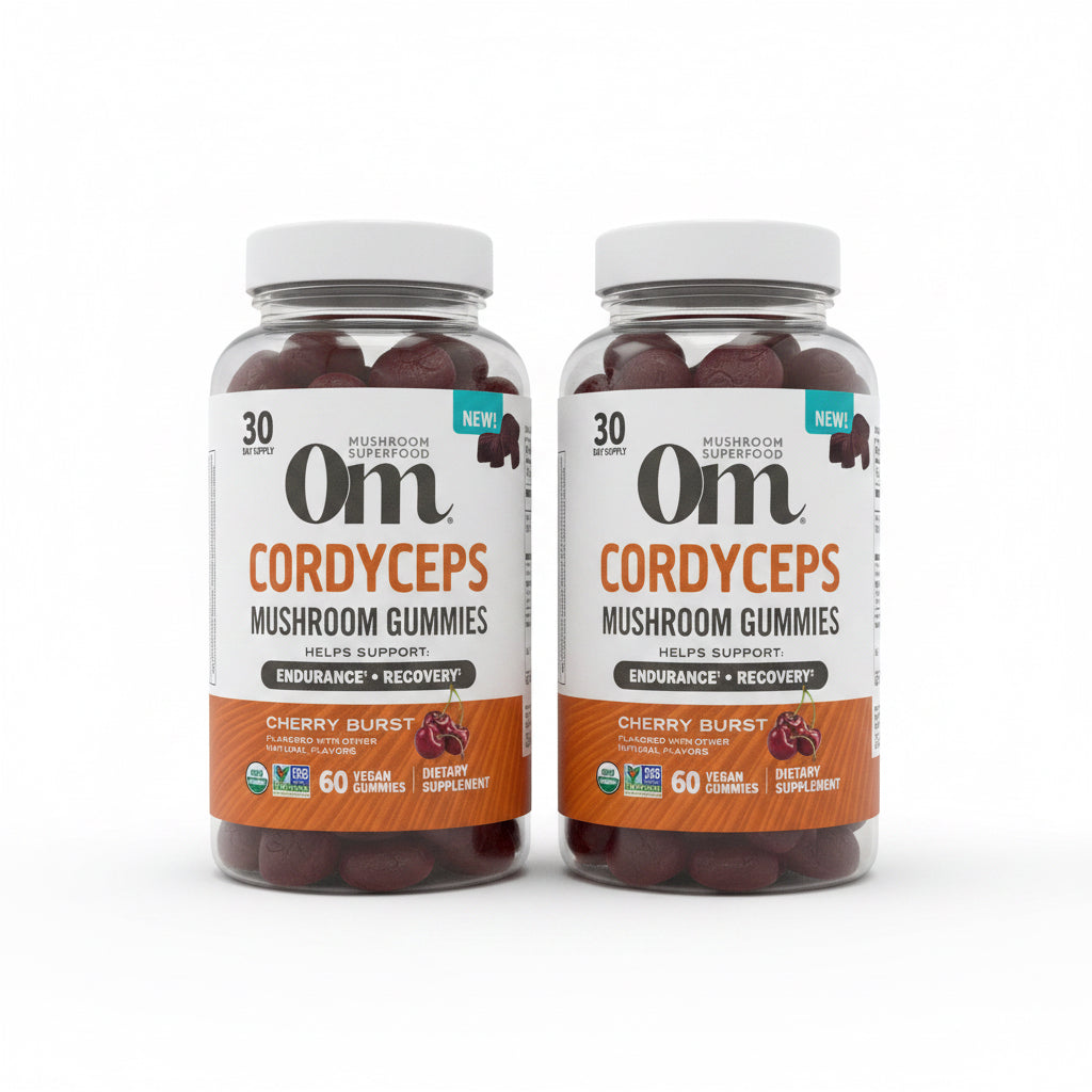 2x 8/26 Organic Cordyceps Mushroom Gummies 60 Count 500mg Natural Energy Cherry Flavor