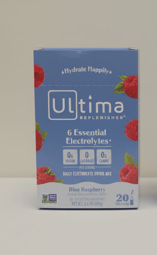 2x 9/26 Ultima Replenisher Electrolyte Hydration Drink Mix, Blue Raspberry, 20 Sticks