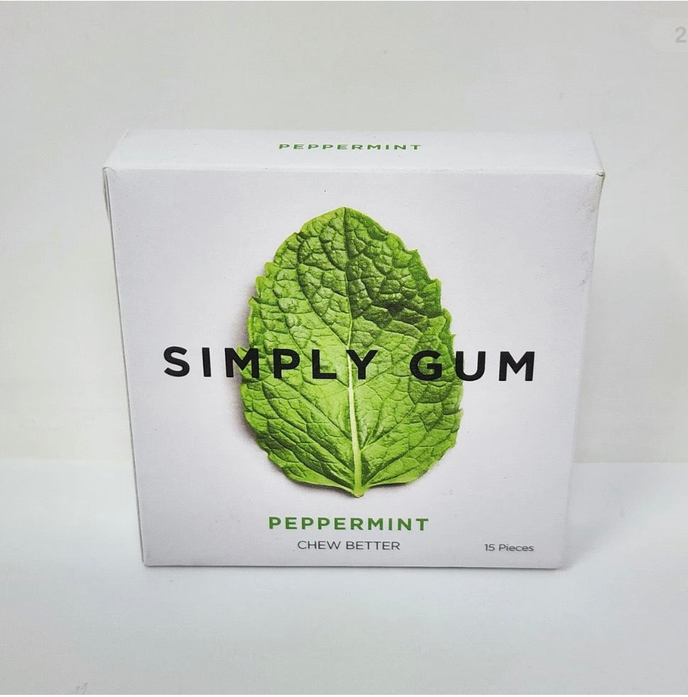 Simply Gum Peppermint Chewing Gum 15 Pieces per Box (12 Pack)
