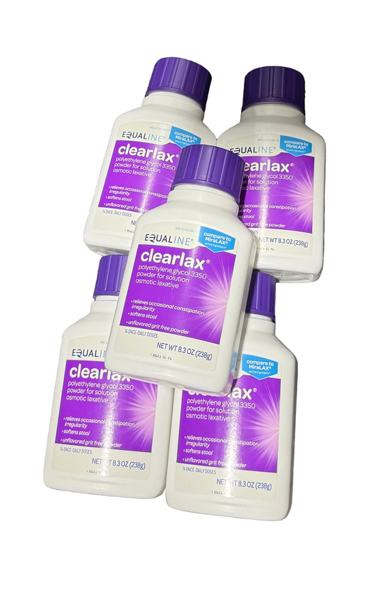 5x Equaline Clear Lax Osmotic Laxative 24.9oz Unflavored Powder PG 3350 June2028