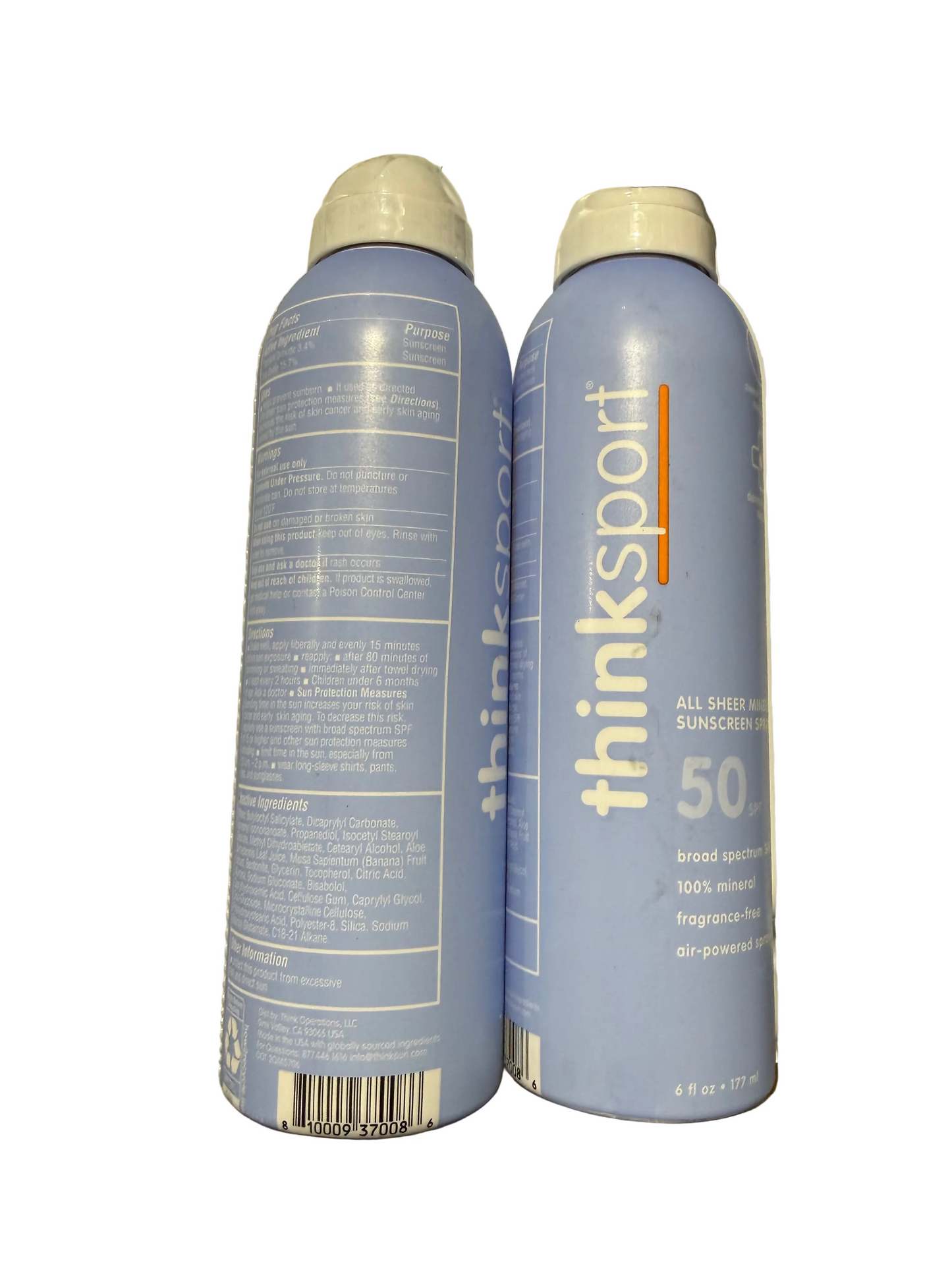 2-ThinkSport All Sheer Mineral Sunscreen Spray SPF 50 6 oz each Exp 2/28