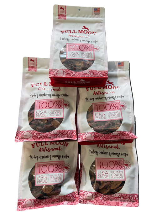 Full Moon Artisanal Human Grade Dog Treats Turkey Cranberry Sausage Recipe