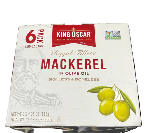 Mackerel in Olive Oil, 4.05 Ounce Can Pack of 6, Packaging May Vary, Skinless