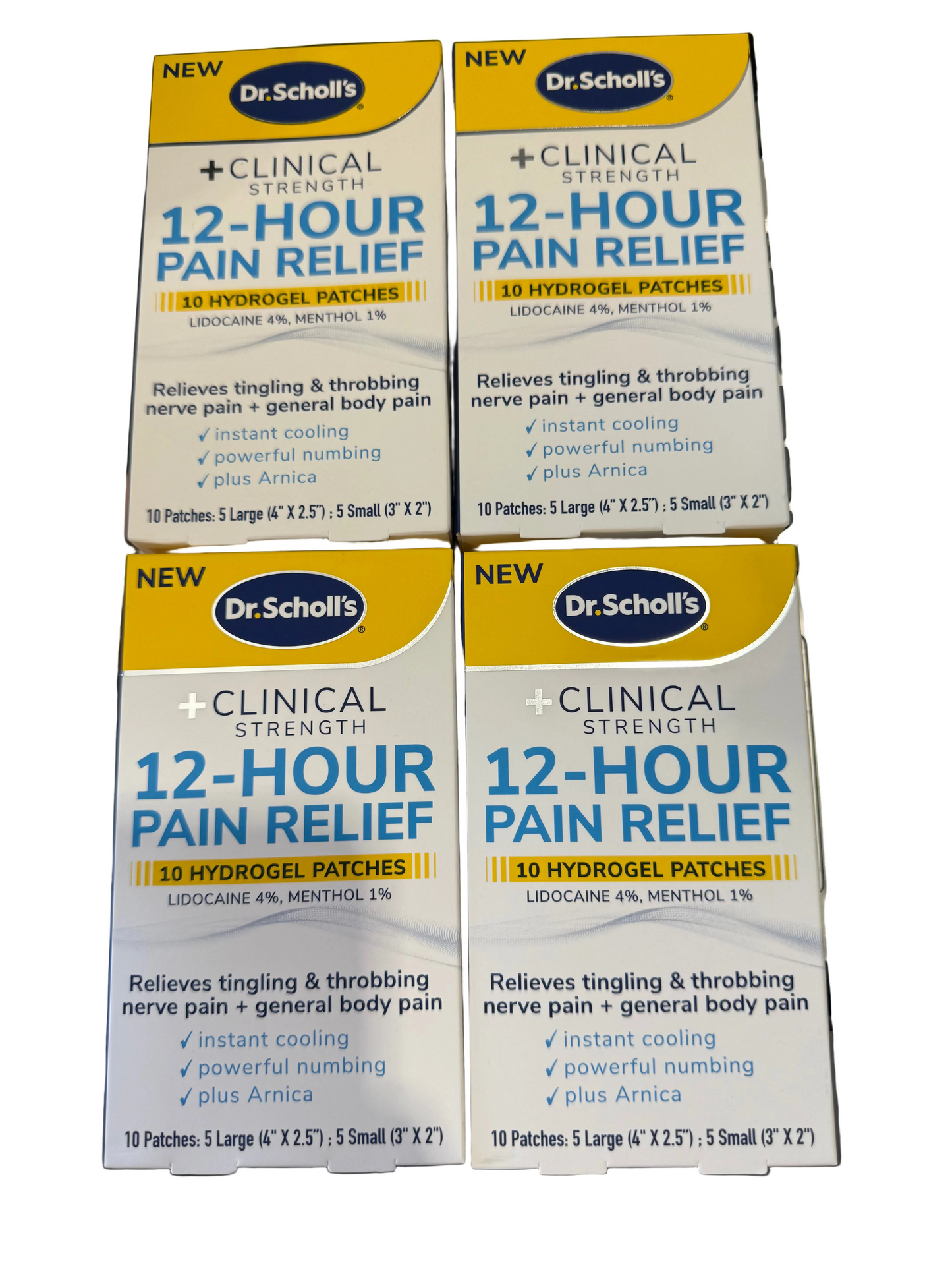 4x 4/27 Dr. Scholl’s Clinical Strength 12-Hour Pain Relief Hydrogel Patches 10ct - 4% Li