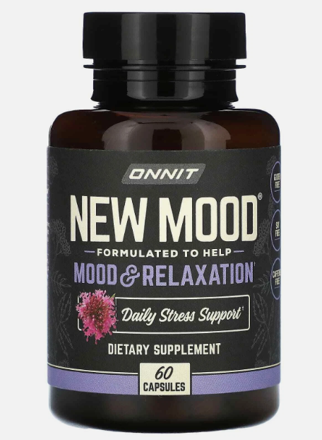 ONNIT New Mood Daily Stress Support Capsules, Sleep and Mood Support Supplement for Men and Women, Daily Stress Management Capsules, 60 Count