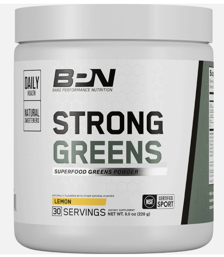 10/26 BARE NUTRITION, BPN Strong Greens Superfood Powder - Lemon 30 Servings