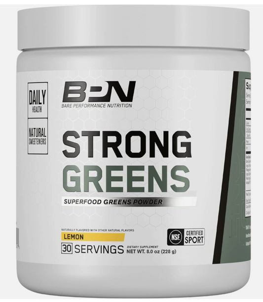 10/26 BARE NUTRITION, BPN Strong Greens Superfood Powder - Lemon 30 Servings