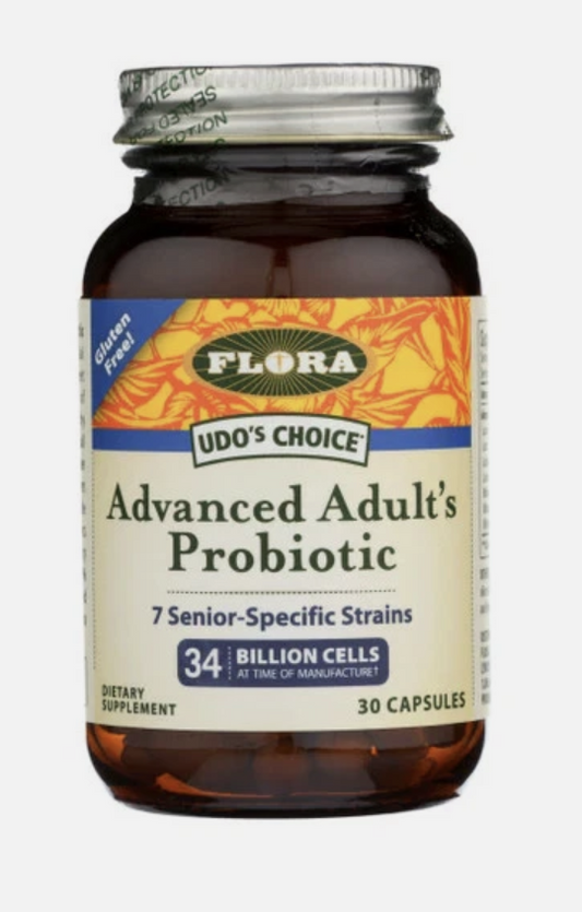 6/26 Flora - Advanced Adult's Blend Probiotic, Seven Senior-Specific Strains, Gluten Free, Raw Probiotic with 34 Billion Cells, 30 Capsules