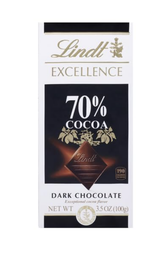 6/26 Lindt EXCELLENCE 70% Cocoa Dark Chocolate Bar, Dark Chocolate Candy, 3.5 oz. (12 Pack)