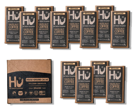6/26 Hu Kitchen Organic Dark Chocolate Hazelnut Coffee Bar 2.1 Oz Pack Of 12