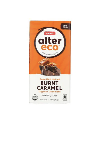 7/26 (12 Bars) Alter Eco Deep Dark Organic Chocolate, Salted, Burnt Caramel, 2.82 Ounce