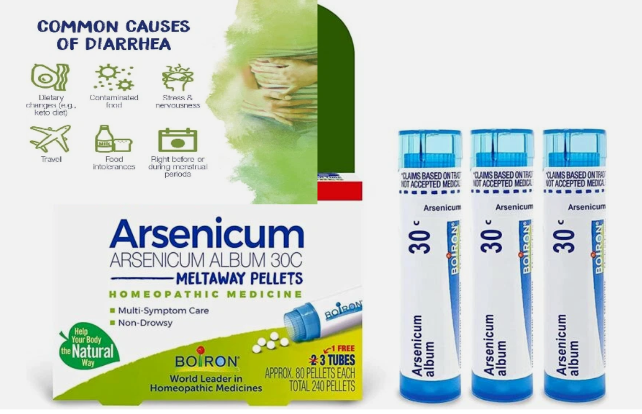 Boiron Arsenicum Arsencum Album Diarrhea 30c, 3 Tubes-80 Pellets each, EXP 6/2028