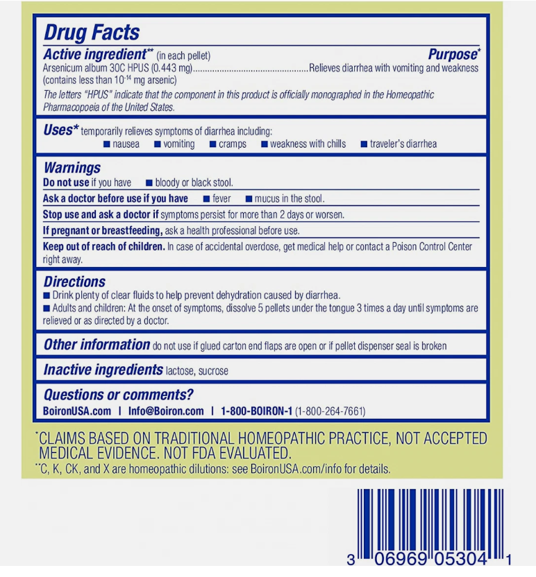 Boiron Arsenicum Arsencum Album Diarrhea 30c, 3 Tubes-80 Pellets each, EXP 6/2028