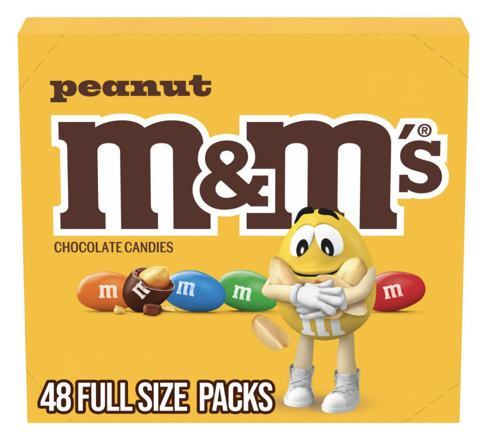 M&M'S Peanut Chocolate Candy, Full Size 1.74 oz Bag, Pack of 48 Bulk Candy Chocolate