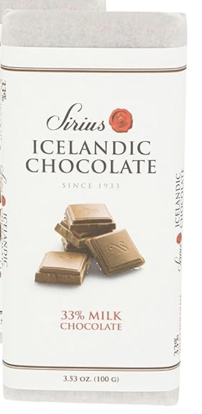 7/26 Sirius 33% Milk Icelandic Chocolate Bar 3.53 OZ (Pack of 12)