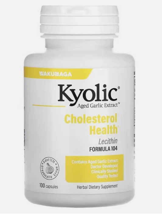 4/28 Kyolic Aged Garlic Extract Cholesterol Formula 104 with Lecithin - 100 Capsules