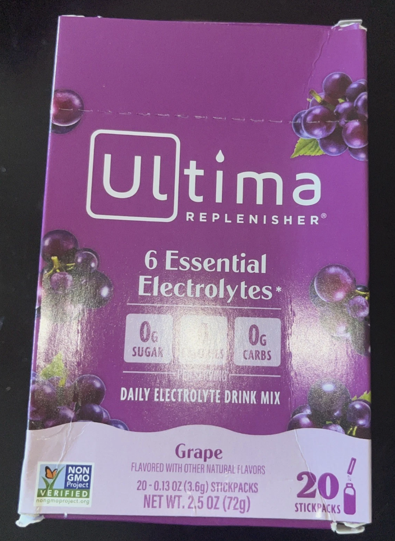 8/26 Ultima Replenisher Hydrating Electrolyte Powder, Grape, 20 Count Box