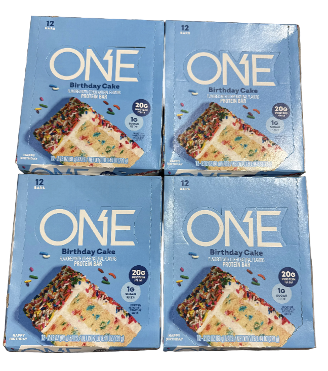 48 ONE Protein Bars, Birthday Cake, Gluten Free with 20g Protein and 1g Sugar