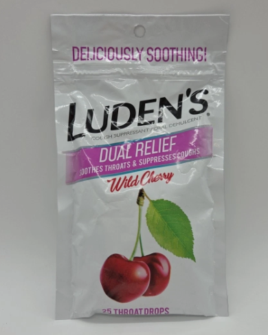 3/27 12x Ludens Soothing Dual Relief Throat Cough Drops Wild Cherry Flavor 25ct 12
