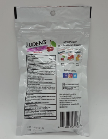 3/27 12x Ludens Soothing Dual Relief Throat Cough Drops Wild Cherry Flavor 25ct 12
