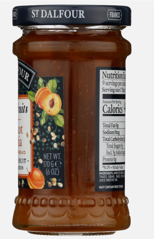 St Dalfour Superfruits Apricot Chia Fruit Spread 6 Oz Seeds 6 Pack