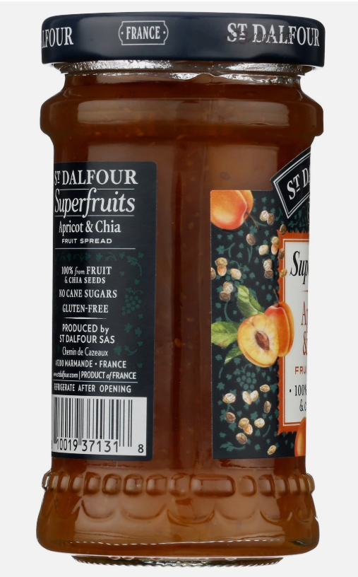 St Dalfour Superfruits Apricot Chia Fruit Spread 6 Oz Seeds 6 Pack