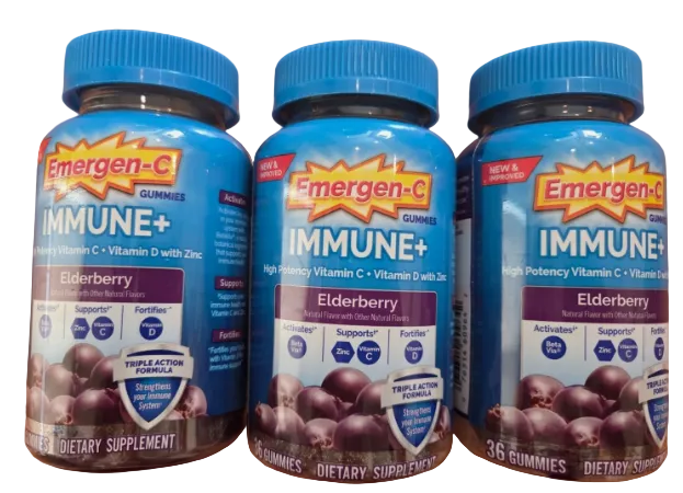 1/27 (3) Emergen-C Immune+ Gummies with Elderberry, 36Ct