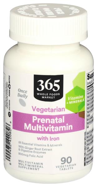365 by Whole Foods Market, Prenatal Multivitamin with Iron, Vegetarian, 90 Count