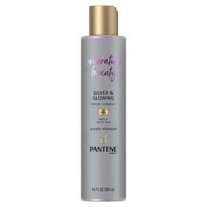 Pantene Pro-V Generation Beauty Silver & Glowing Purple Silicone Free Shampoo with Biotin for Grey and White Hair  9.6 OZ