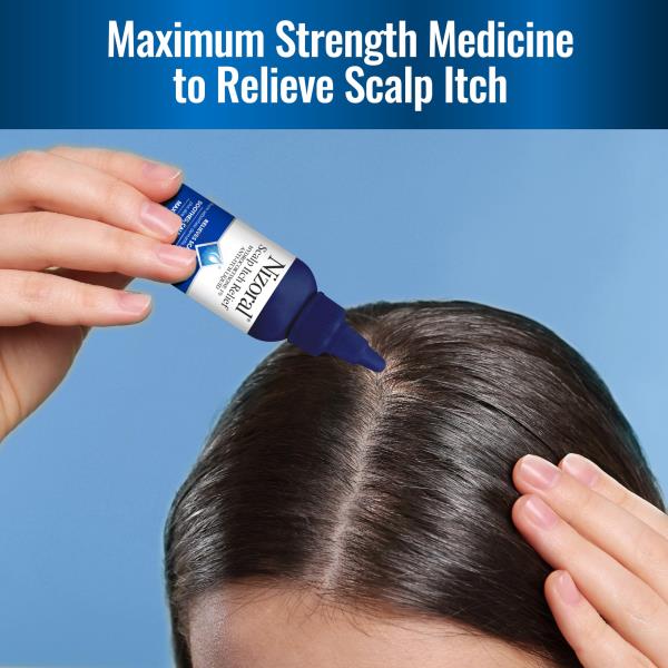 Nizoral Scalp Itch Relief Liquid—Relieves Scalp Itch and Soothes, Calms and Hydrates with Maximum Strength Anti-Itch Medicine (Hydrocortisone 1%), 2 Fl Oz