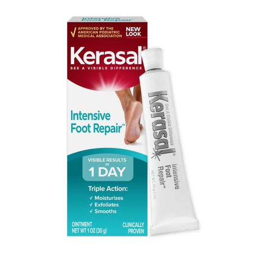(2 Pack) Kerasal Intensive Foot Repair, Skin Healing Ointment for Cracked Heels and Dry Feet, 1 Oz