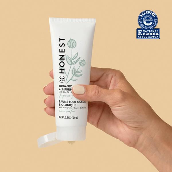 The Honest Company Organic All Purpose Balm | Gentle for Baby | Soothes + Moisturizes | Plant-Based + Hypoallergenic | 3.4 oz