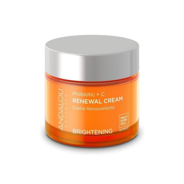 Andalou Naturals Probiotic + C Renewal Cream, Probiotic Plus C, Complexion Enhancing Face Moisturizer, Helps Promote Firmer Skin & More Even Skin Tone, Lightweight Hydrating Facial Moisturizer, 1.7 Oz
