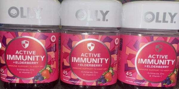 (3 Bottles) Olly Active Immunity + Elderberry - Berry Brave Vitamin | 45 Gummies