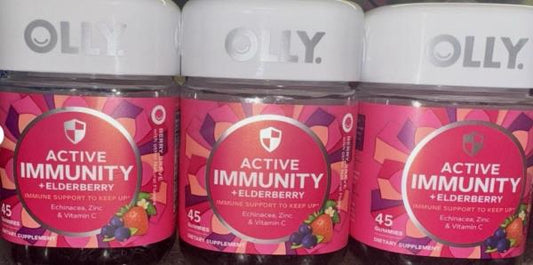 (3 Bottles) Olly Active Immunity + Elderberry - Berry Brave Vitamin | 45 Gummies