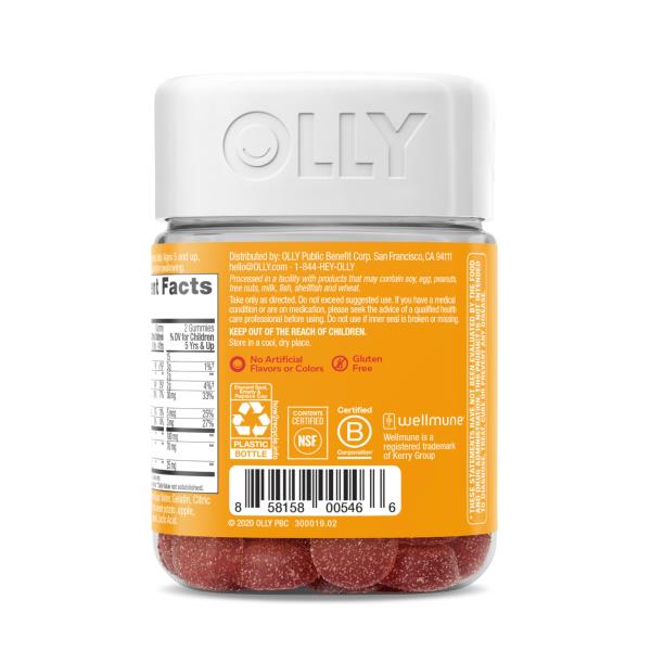 (3 Pack) OLLY Kids Immunity Gummy, Immune Support, Wellmune, Elderberry, Vitamin C, Zinc, Chewable Supplement, Cherry - 50 Count