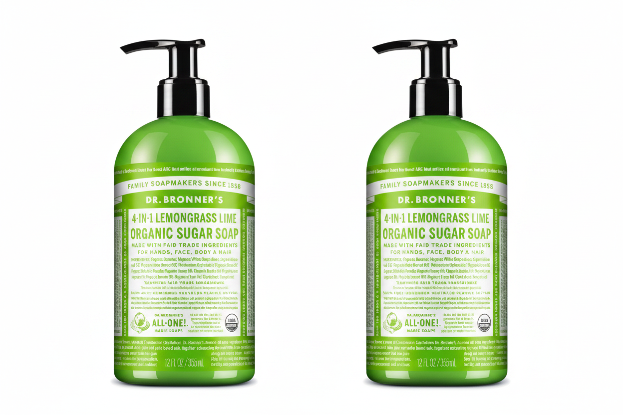 2x Dr. Bronner's - Organic Sugar Soap (Lemongrass, 12 Ounce) - Made with Organic Oils, Sugar and Shikakai Powder, 4-in-1 Use: Hands, Body, Face and Hair, Cleanses, Moisturizes and Nourishes, Vegan