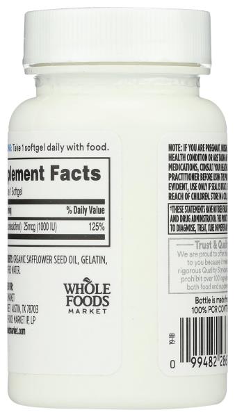 (6 bottles) 365 by Whole Foods Market, Vitamin D3 1000 IU, 250 Count
