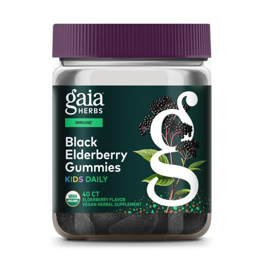 Gaia Herbs GaiaKids Black Elderberry Daily Gummies for Kids - Delicious Immune Support Supplement - Certified Organic Black Elderberries for Immune System Support - 40 Gummies (40-Day Supply)