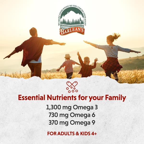 Barlean's Total Omega 3 6 9 Liquid Fish Oil Supplement with Borage and Flaxseed Oil, Orange Crème, 2,400 mg of EPA, DHA and GLA Fatty Acids, 16 oz