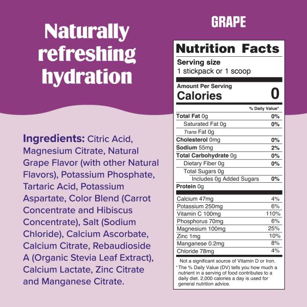Ultima Replenisher Daily Electrolyte Powder Drink Mix – Sugar Free – Grape, 30 Servings – Hydration Powder with 6 Key Electrolytes and Trace Minerals – Keto Friendly, Vegan, Non-GMO